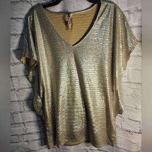 Seven 7 Shimmery Gold 100% polyester shirt size 14/16